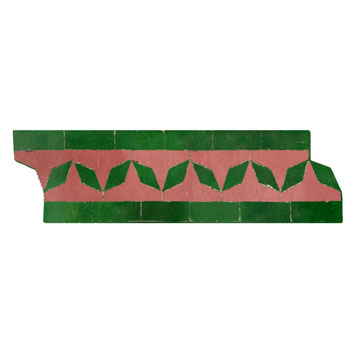 Mosaic House Moroccan tile Diamond Petit L 21-10 Green,   Pink,    solid zellige, mosaic, zellij, border, glaze, classic 